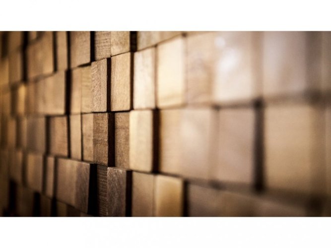 VZOREK - CUBE 1 - dřevěný obkladový panel na stěnu - rozměr vzorku: 172 x 172 mm