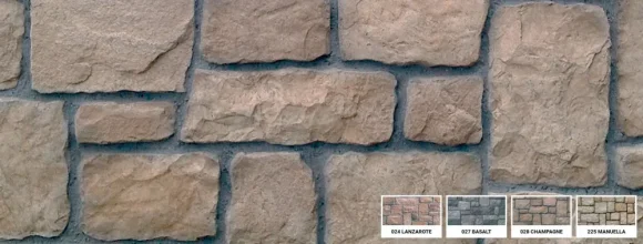 Kamenný obklad, Z BETÓNU, Hradný múr Lanzarote, hnedá, 60 - 400 x 150 - 160 mm, hrúbka 10 - 30 mm, 1 m2