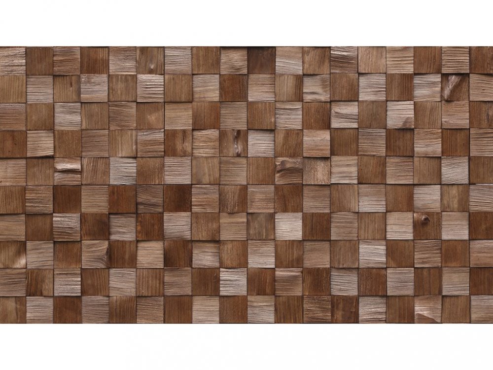 QUADRO MINI 2 - dřevěný mozaikový obkladový panel, tmavě mořená borovice, 380 x 380 mm