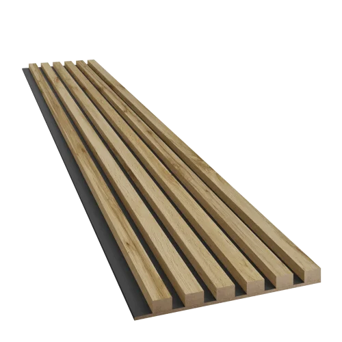 Dřevěné lamely ÚZKÉ na ČERNÉ desce (MDF), DUB WOTAN, FINISH FOLIE, 24 x 300 x 2750 mm (0,825 m2)