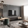 Akustický panel ACOUSTIC LINE - glacier grey | černá, 2650 x 245 x 22 mm, lamely MDF + FINISH FOLIE, akustický podklad FILC