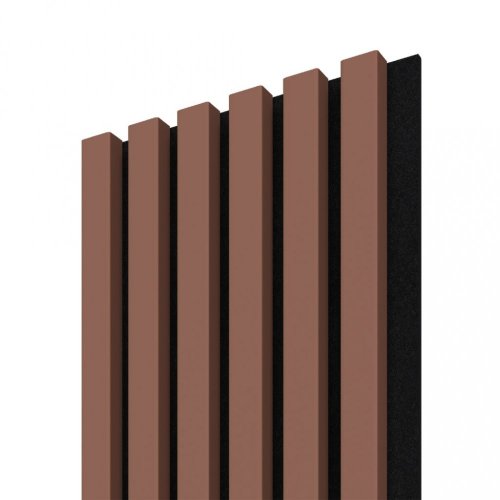 Akustický panel ACOUSTIC LINE - terracote | černá, 2650 x 245 x 22 mm, lamely MDF + FINISH FOLIE, akustický podklad FILC
