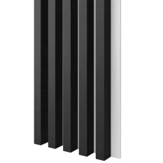 Dřevěné lamely ŠIROKÉ na BÍLÉ desce (MDF), ČERNÁ MATNÁ, 46 x 300 x 2750 mm (0,825 m2)