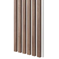 Dřevěné lamely ÚZKÉ na BÍLÉ desce (MDF), OŘECH DÝHA, 24 x 300 x 2750 mm (0,825 m2)