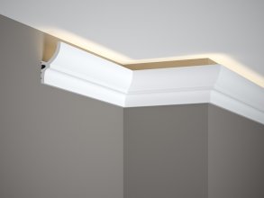 Stropní LED osvětlovací lišta, NEPŘÍMÉ OSVĚTLENÍ, tvrdý plast PolyForce (HD Polymer), základní bílý nátěr (přetíratelný), 72 x 40 x 2000 mm