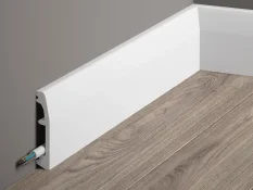 Podlahová lišta – HLADKÁ, tvrdý plast PolyForce (HD Polymer), základní bílý nátěr (přetíratelný), 69 x 14 x 2000 mm Podlahová lišta – HLADKÁ, tvrdý plast PolyForce (HD Polymer), základní bílý nátěr (přetíratelný), 69 x 14 x 2000 mm