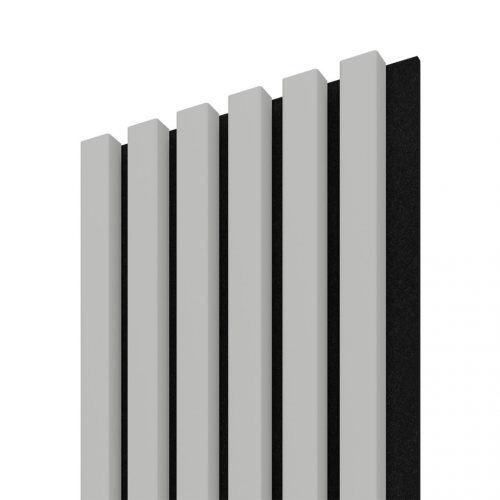 Akustický panel ACOUSTIC LINE - glacier grey | černá, 2650 x 245 x 22 mm, lamely MDF + FINISH FOLIE, akustický podklad FILC