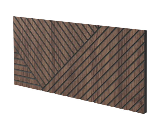 Lamelový panel SEVILLA - DÝHA Z AMERICKÉHO OŘECHU, 600 x 300 mm, ČERNÝ MDF PANEL