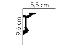 Stropná LED osvetľovacia lišta, NEPRIAME OSVETLENIE, tvrdý plast PolyForce (HD Polymer), základný biely náter (pretierateľný), 96 x 55 x 2000 mm