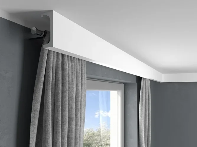 Garnýžová LED osvětlovací lišta, NEPŘÍMÉ OSVĚTLENÍ, tvrdý plast PolyForce (HD Polymer), základní bílý nátěr (přetíratelný), 120 x 50 x 2400 mm