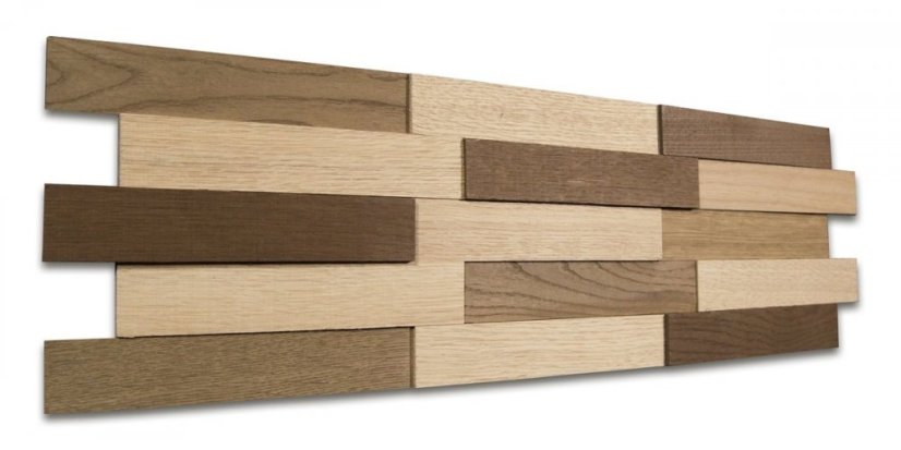 H MINI WOOD, DUB MIX BAREV, 5 řad, broušené lamely - balení obsahuje 2 kusy panelů (650 x 190 mm)