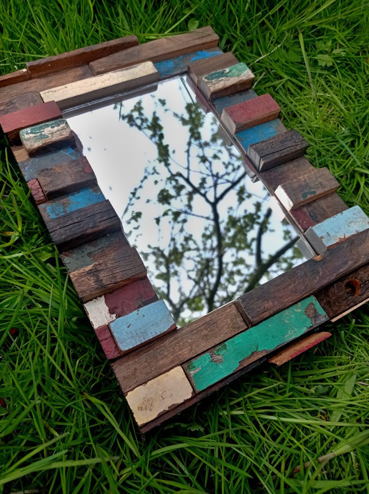 LOMBOK A - Zrcadlo obložené dřevem, 290 x 210 mm