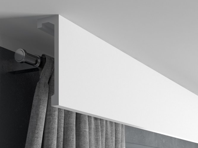 Garnýžová LED osvětlovací lišta, NEPŘÍMÉ OSVĚTLENÍ, tvrdý plast PolyForce (HD Polymer), základní bílý nátěr (přetíratelný), 148 x 46 x 2400 mm