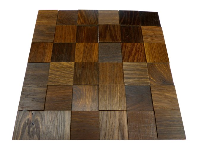 DUB TABÁK 50, jednotlivé kusy 50 x 50 mm (0,0025 m²) nebo samolepící panel 300 x 300 mm (0,09 m²) - dřevěná mozaika 3D