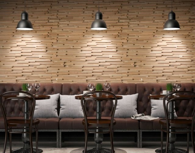 Dřevěné panely do restaurace
