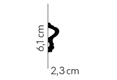 Nástenná lišta – HLADKÁ, tvrdý plast PolyForce (HD Polymér), základný biely náter (pretierateľný), 61 x 23 x 2000 mm