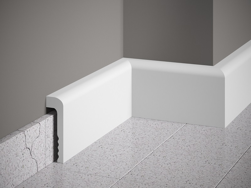 Podlahová lišta – HLADKÁ, tvrdý plast PolyForce (HD Polymer), základní bílý nátěr (přetíratelný), 110 x 22 x 2000 mm