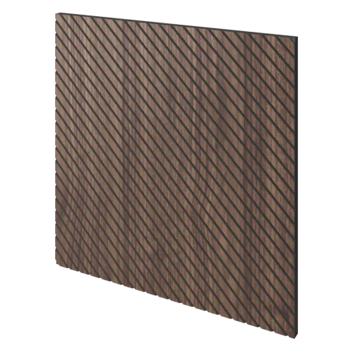 Lamelový panel BREKKA - DÝHA Z AMERICKÉHO OŘECHU, 600 x 600 mm, ČERNÝ MDF PANEL