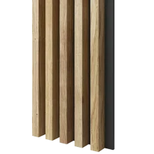 Drevené lamely ŠIROKÉ na ČIERNEJ doske (MDF), DUBOVÁ DÝHA, 46 x 300 x 2750 mm (0,825 m2)