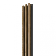 LINEA 3 dřevěné lamely na desce - dub | černá, 2750 x 176 x 40 mm