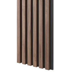 Dřevěné lamely ÚZKÉ na ČERNÉ desce (MDF), OŘECH DÝHA, 24 x 300 x 2750 mm (0,825 m2)