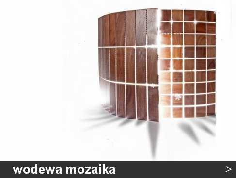 Dřevěná mozaika, obklad na zeď do koupelny i kuchyně.