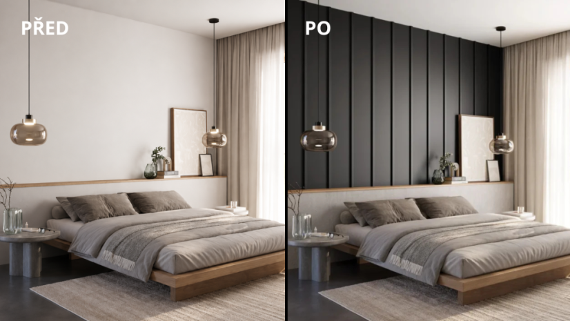Designový obkladový panel JAPANDI (MDF), ČERNÁ, 24 x 300 x 2750 mm (0,825 m2)