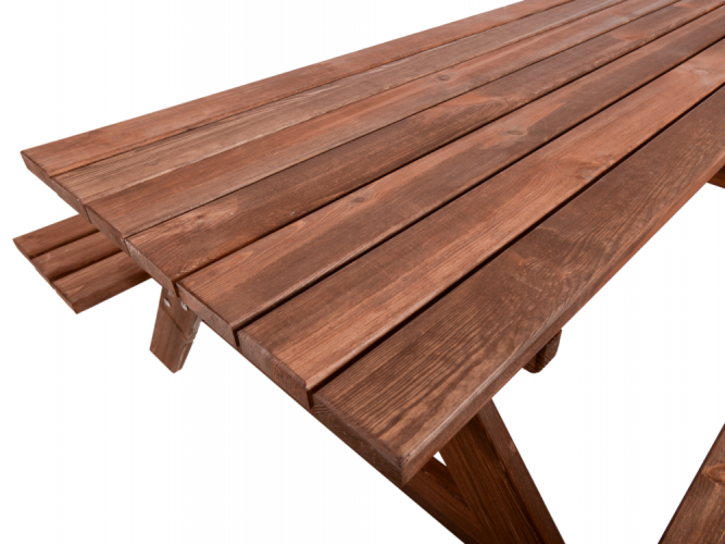 PIKNIK Zahradní set z kvalitního borovicového dřeva 160 - 220 cm, mořený - Délka (mm): 2200 mm
