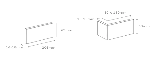 Sádrový obklad, ROH, ZE SÁDRY, LOFT 1, bílá, 80 - 190 x 63 mm, tloušťka 16-18 mm, 0.32 m2