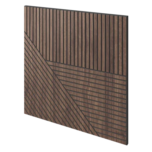 Lamelový panel TOLEDO - DÝHA Z AMERICKÉHO OŘECHU, 600 x 600 x 11 mm, ČERNÝ MDF PANEL