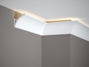 Stropná LED osvetľovacia lišta, NEPRIAME OSVETLENIE, tvrdý plast PolyForce (HD Polymer), základný biely náter (pretierateľný), 67 x 67 x 2000 mm