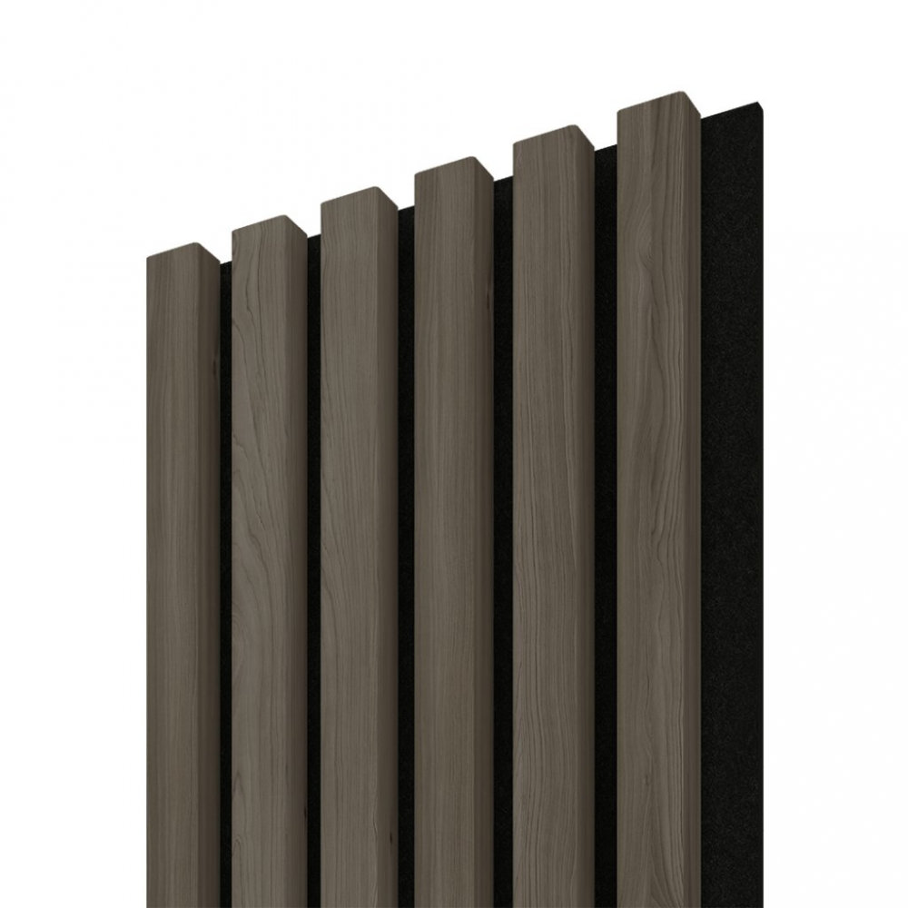 Akustický panel ACOUSTIC LINE - hakira beige | černá, 2650 x 245 x 22 mm, lamely MDF + FINISH FOLIE, akustický podklad FILC