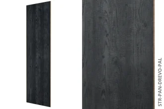 Systémový obkladový panel STRAMA PANELS - PÁLENÉ DŘEVO, dřevotřísková deska, dekorativní fólie, 12 x 600 x 2800 mm