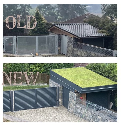 Realizace zelené střechy EUREKO GREEN na moderní garáži