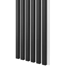 Dřevěné lamely ÚZKÉ na BÍLÉ desce (MDF), ČERNÁ MATNÁ, FINISH FOLIE, 24 x 300 x 2750 mm (0,825 m2)