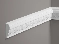 Nástěnná lišta – S ORNAMENTEM, tvrdý materiál ProFoam (Polyuretan), základní bílý nátěr (přetíratelný), 50 x 16 x 2000 mm