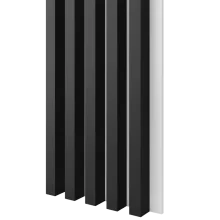 Dřevěné lamely ŠIROKÉ na BÍLÉ desce (MDF), ČERNÁ MATNÁ, 46 x 300 x 2750 mm (0,825 m2)