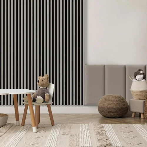 LINEA SLIM 3 dřevěné lamely na desce - japandi | černá, 2650 x 150 x 30 mm