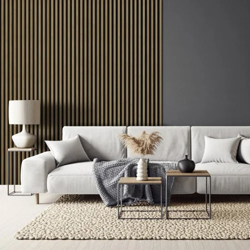 LINEA SLIM 1 dřevěná lamela na desce  - dub | černá, 2650 x 54 x 30 mm