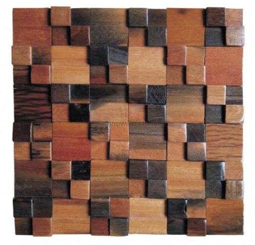 Dřevěná lodní mozaika  - obkladový panel 300 x 300 mm (0, 09m²)