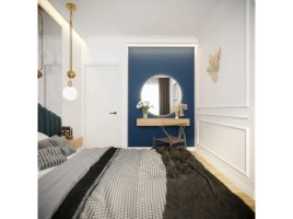 Realizace hladké stropní lišty v ložnici