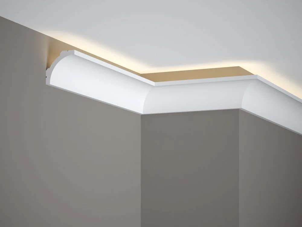 Stropní LED osvětlovací lišta, NEPŘÍMÉ OSVĚTLENÍ, tvrdý plast PolyForce (HD Polymer), základní bílý nátěr (přetíratelný), 50 x 50 x 2000 mm