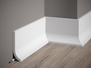 Podlahová lišta – PREMIUM, tvrdý plast PolyForce (HD Polymér), kvalitný biely lak (finálny povrch), 135 x 40 x 2000 mm