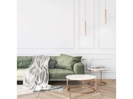 Realizace nástěnných lišt za zelenou sedačkou