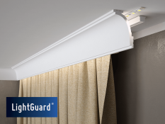 Garnýžová LED osvětlovací lišta, NEPŘÍMÉ OSVĚTLENÍ, tvrdý plast PolyForce (HD Polymer), základní bílý nátěr (přetíratelný), 92 x 62 x 2000 mm