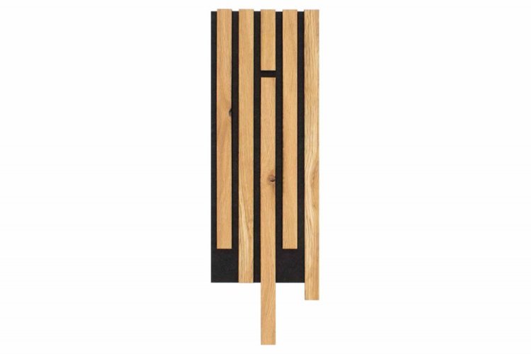 Akustický panel - RUSTIKÁLNÍ DUB, masívne drevené lamely, čierna akustická podložka PET, kompletná sada, 2x (800 mm x 160 mm x 31 mm), 2x (400 mm x 160 mm x 31 mm)