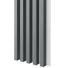 Dřevěné lamely ŠIROKÉ na BÍLÉ desce (MDF), GRAFIT (ANTRACIT), 46 x 300 x 2750 mm (0,825 m2)