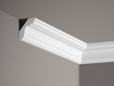 Stropní lišta – HLADKÁ, tvrdý plast ProFoam® (polyuretan), základní bílý nátěr (přetíratelný), 44 x 44 x 2000 mm