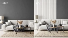 LINEA SLIM 1 dřevěná lamela na desce - bílá | bílá, 2650 x 54 x 30 mm