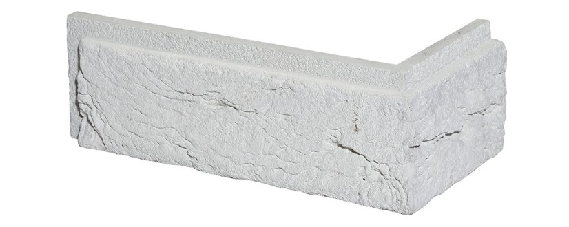 Cihlový obklad, ROH, Z BETONU, BOSTON 2 - white, bílá, 90 x 200 mm, tloušťka 8-21 mm, 0.87 bm